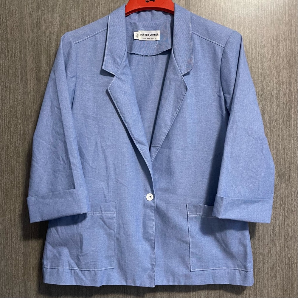 Vintage Alfred Dunner Blazer - Periwinkle Made in USA Lightweight - Size 14